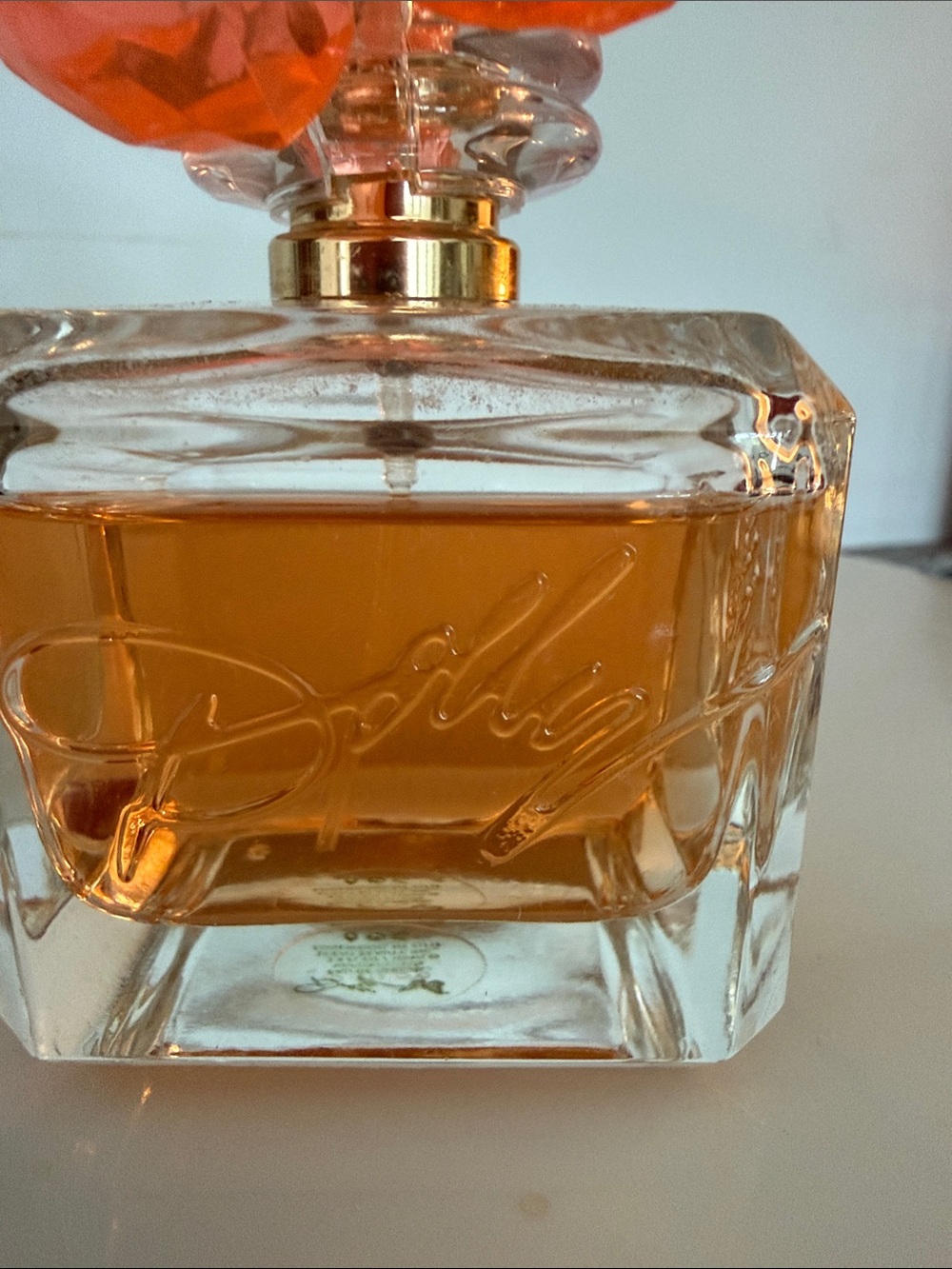 Dolly by Dolly Parton Butterfly-Top Glass Perfume Bottle in Amber & Coral - Picture 2 of 4